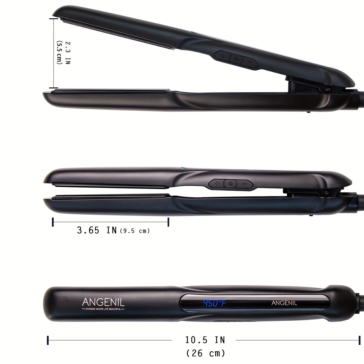 ANGENIL Hair Straightener And Curler 2 In 1, Professional Flat Iron For Women, Portable Ceramic Hair Straightener, LCD Display, Fast Heating, Flat Iron 2.54 Cm For All Hair Types, Mother's Day Gift
