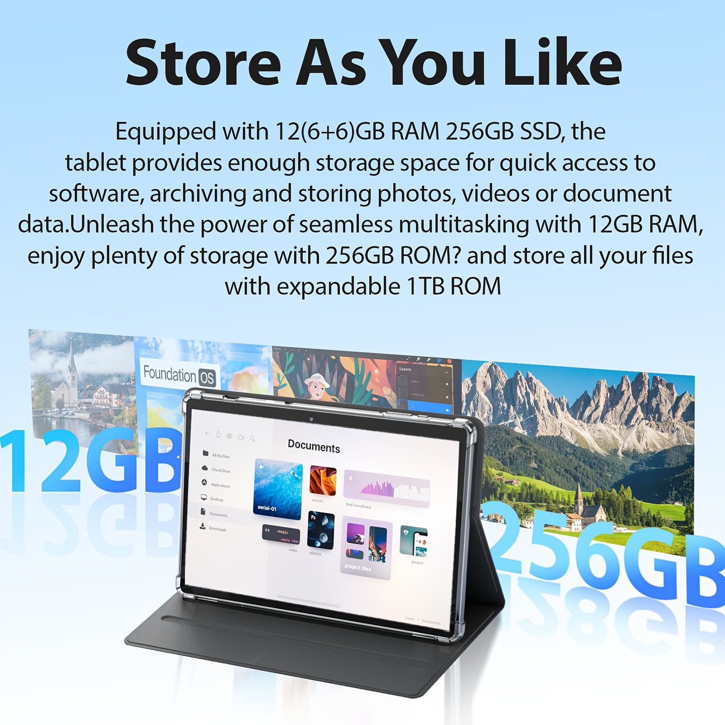 QDDQ 25.65cm Tablet Android 13, 2-in-1 Tablet With Keyboard, Mouse, Case, Stylus, 12GB(6GB+6GB Expanded) For RAM, 256GB Storage, FHD IPS Touch Screen, 5+8MP Dual Camera, Type-C (Without Adapter)