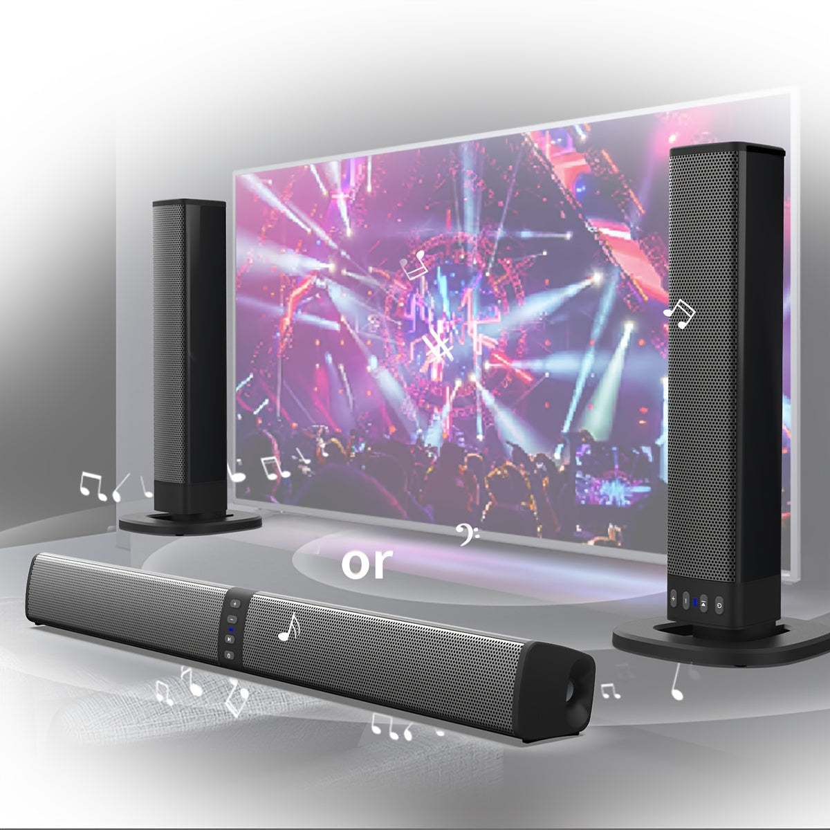 20W Wireless Home Theater Sound Bar System with 3D Surround, Detachable Subwoofer - Wireless Enabled, USB Charging, TF/AUX/FM/RCA Inputs for Movies, Gaming & Music