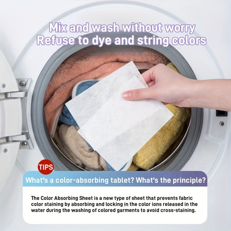 Color Capture Laundry Tablets, Washing Machine Color Absorbent Pads, Anti-Cross-Dyeing Absorbent Film Color Absorbent Tablets, Suitable for All Types of Washing Machines