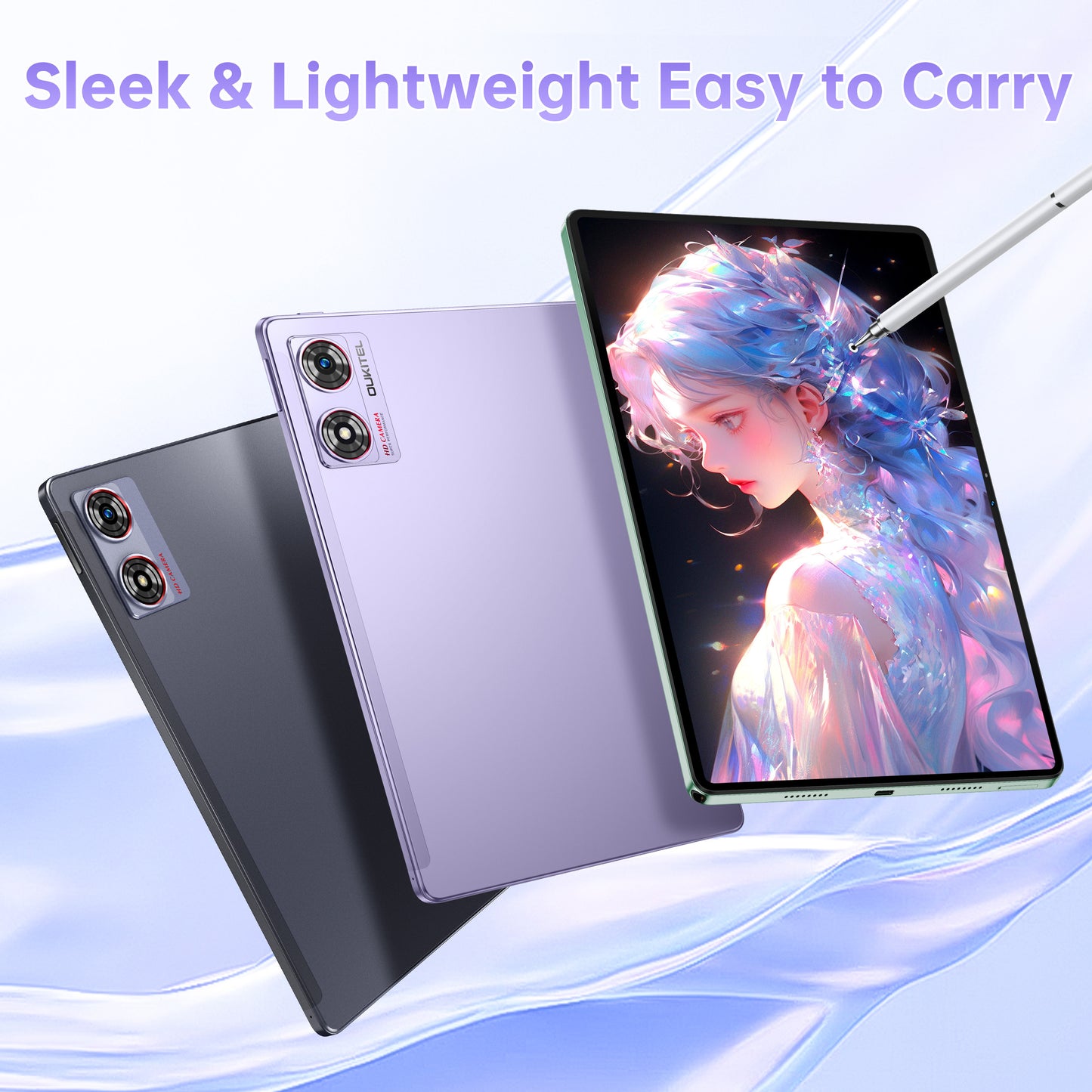 OUKITEL OT8 11" Gaming Tablet with Stylus Pen, for Android 13, 30GB for RAM + 256GB ROM, 8800mAh Battery, Dual SIM, 13MP & 8MP Cameras, Wi-Fi & 4G LTE, Type-C Fast Charging - Purple, Educational Tool|Sleek Design|Vibrant Disp