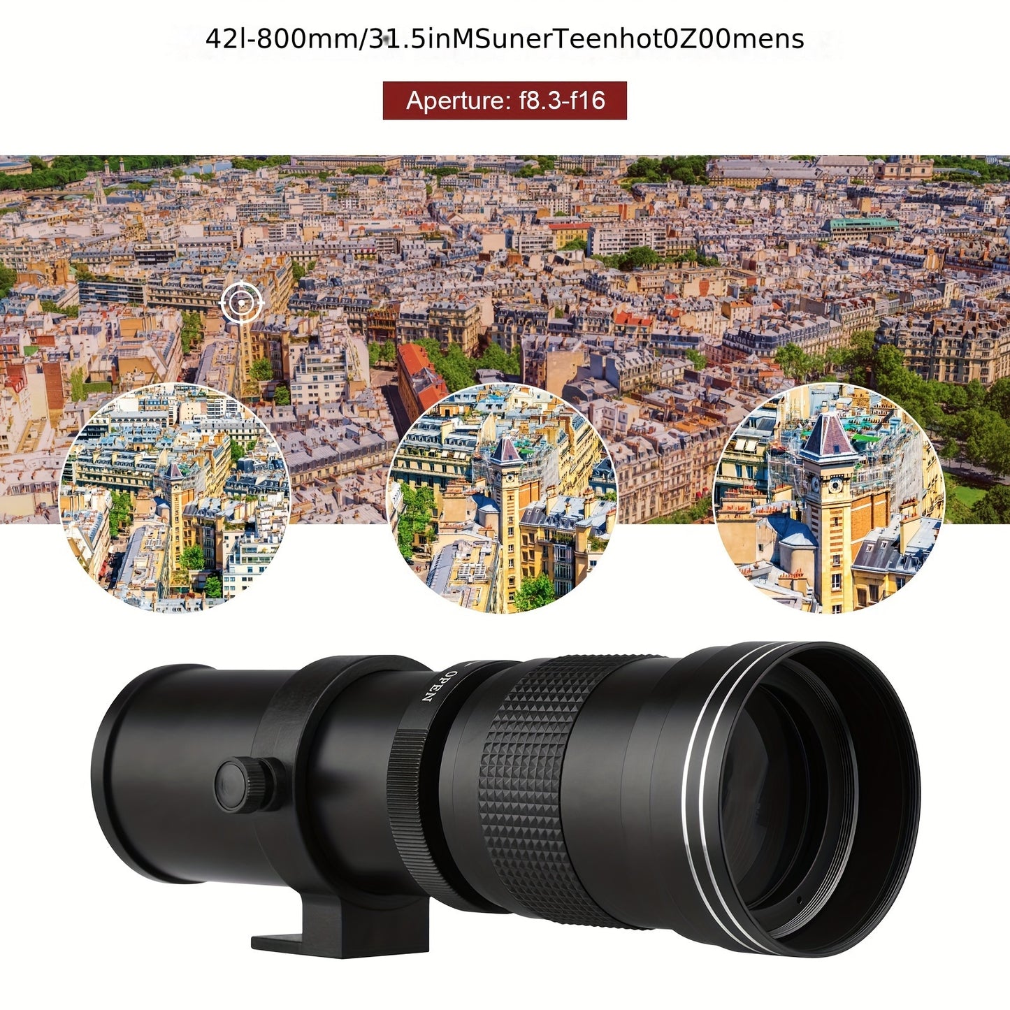 Camera MF Super Telephoto Zoom Lens F/8.3-16 420-800mm T Mount With Universal 1/4 Thread Replacement For Canon Nikon Sony Fujifilm Olympus Cameras