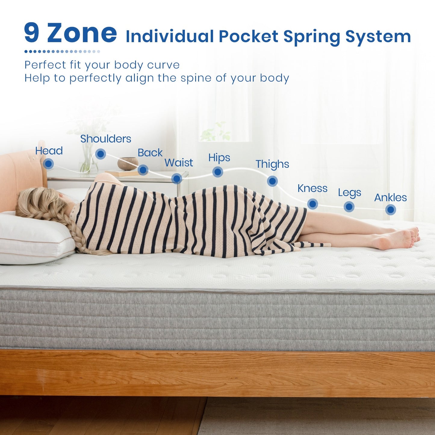 King Size Mattresses 5FT, 8 Inch Memory Foam Pocket Sprung Mattress, Individually Wrapped Pocket Springs Hybrid Mattress with Breathable Foam, Medium-Firm Feel furniture for home