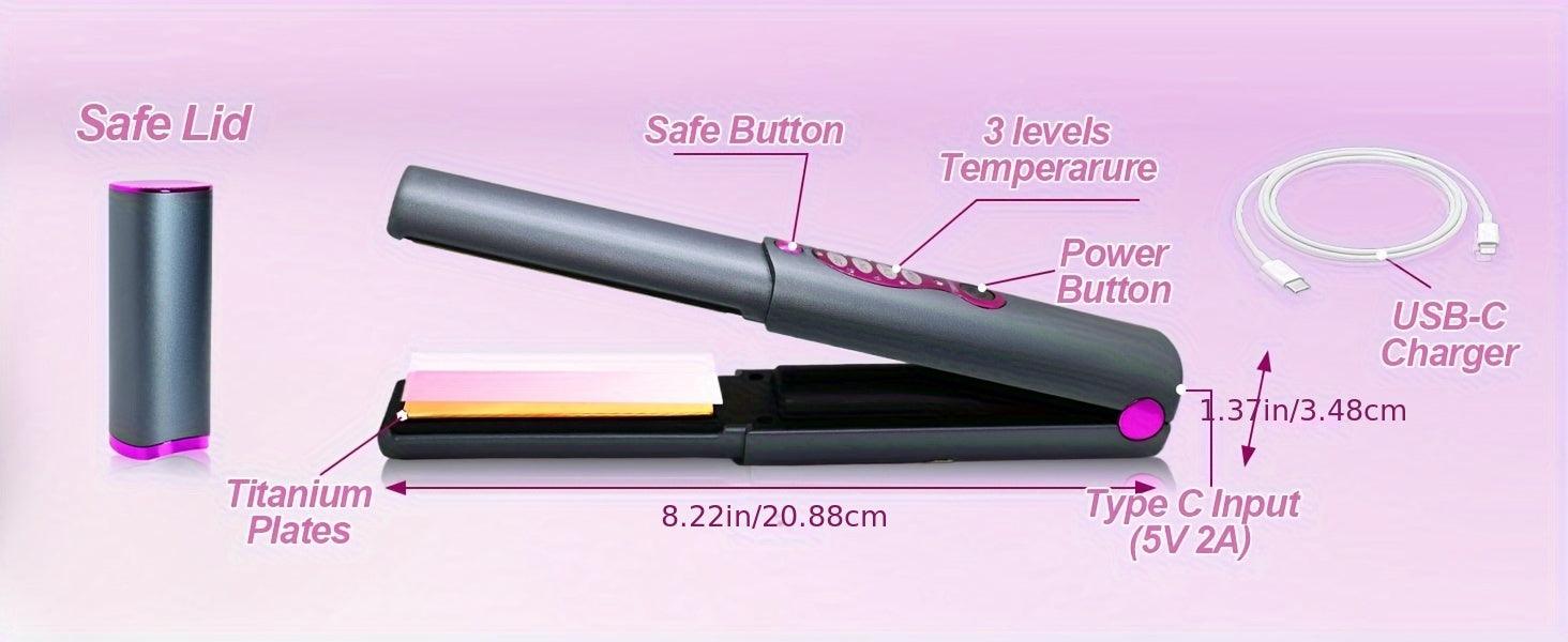 WOLIKA 2-in-1 Cordless Hair Straightener & Curler - USB Rechargeable, Fast Heat-Up, Adjustable Temperature, Auto Shut-Off, Anti-Scald for Dry Hair - al-zeb-store