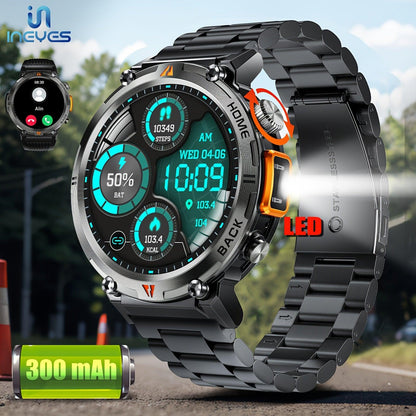 1pc INEYES KE3 Men'S Smartwatch, 3.68cm HD TFT Display, 300mAh Rechargeable Battery, USB Charging, 3ATM Water Resistant, Alloy Body, Silicone Strap, Call Function, Pedometer, LED Flashlight, Multiple Sports Modes, RTL8763EWE - al-zeb-store