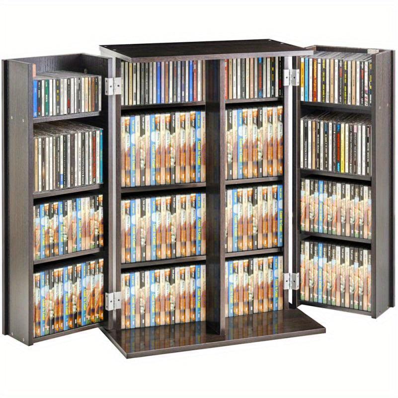 Espresso Media Storage Cabinet with 4 Adjustable Shelves for DVDs and CDs Holds 576 Discs for Home or Office Use - al-zeb-store