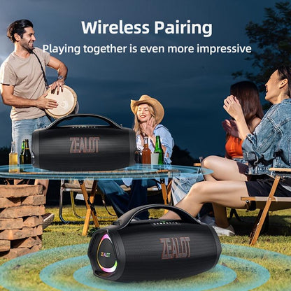 ZEALOT S98 160W High-Power Wireless Speaker with Stunning Subwoofer, 36000mAh Power Bank Function, 3EQ Modes for Unique Sound Experience, RGB Colorful Lighting, TF Card & AUX Playback, TWS Pairing, Ideal for Home Theater, Lar - al-zeb-store