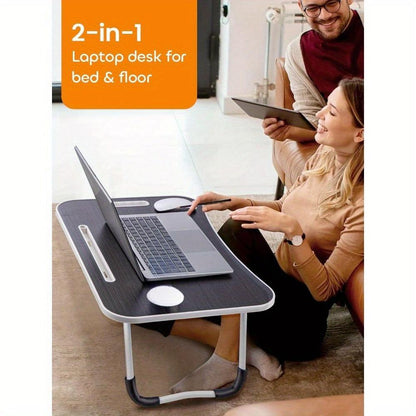 Laptop Bed Table 60 x 40 x 28cm Laptop Table Stand with Foldable Legs& Cup Slot Notebook Stand Computer laptop tray for Sofa Bed - al-zeb-store