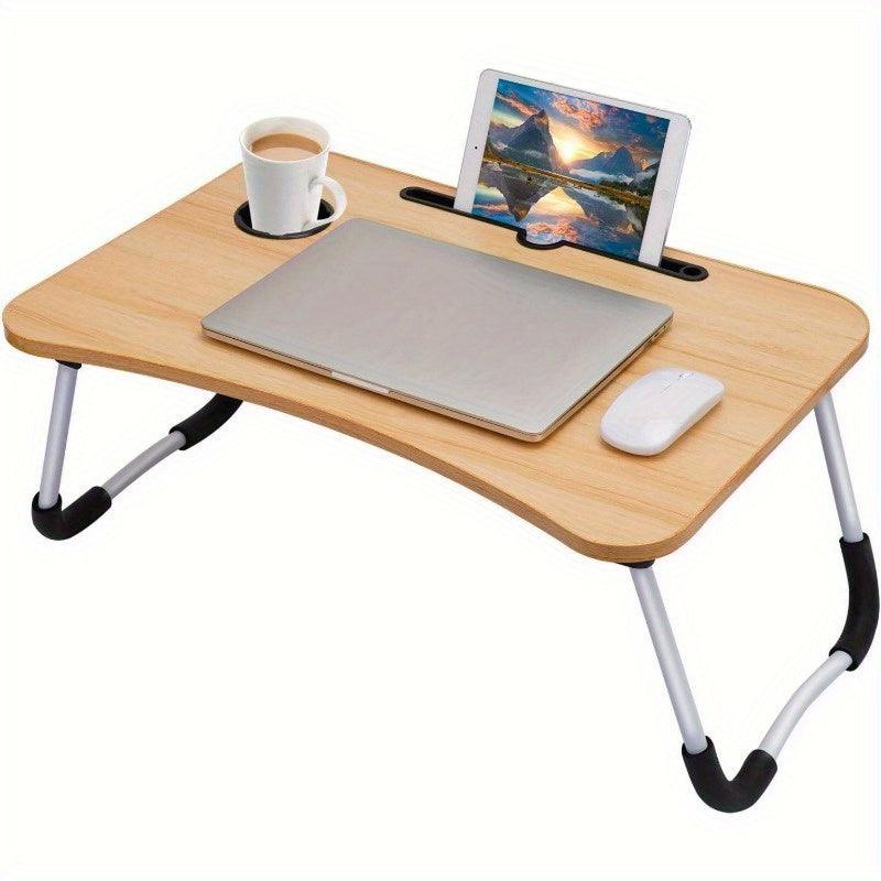 [Popular Choice] Versatile Foldable Laptop Desk with Cup Holder & Tablet Slot - Portable Bed Tray for Breakfast, Reading, Writing & Gaming on Couch or Sofa, Table, Eating, Lap Desk - al-zeb-store