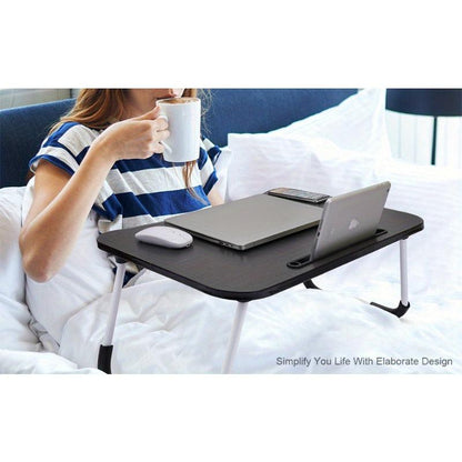 [Popular Choice] Versatile Foldable Laptop Desk with Cup Holder & Tablet Slot - Portable Bed Tray for Breakfast, Reading, Writing & Gaming on Couch or Sofa, Table, Eating, Lap Desk - al-zeb-store