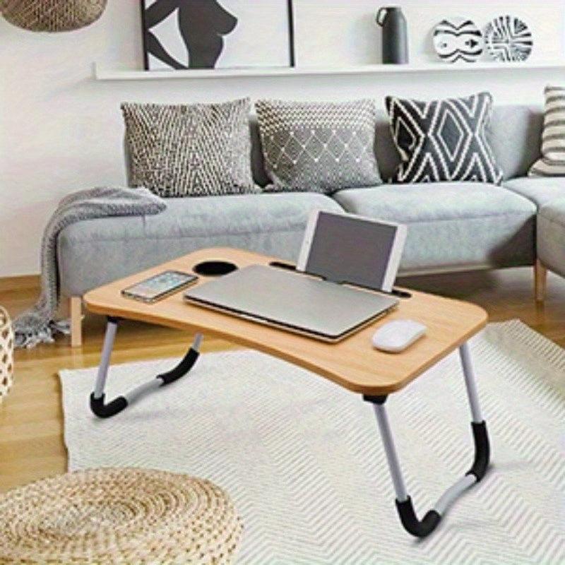 [Popular Choice] Versatile Foldable Laptop Desk with Cup Holder & Tablet Slot - Portable Bed Tray for Breakfast, Reading, Writing & Gaming on Couch or Sofa, Table, Eating, Lap Desk - al-zeb-store