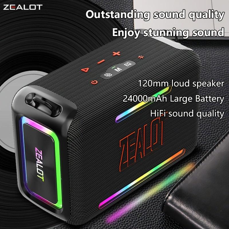 1pc ZEALOT S95 Portable Wireless Speaker, 120W Stereo Sound, 24000mAh Battery, 36H Playtime, IPX-5 Waterproof, Dual Pairing, HiFi Quality, 4 Speaker System, USB Rechargeable, for Home, Car, Outdoor, with App Control & Bass En - al-zeb-store