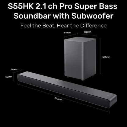 TCL S55HK Series 2.1 Dolby Atmos all-in-one super bass soundbar with Subwoofer，S55HK - al-zeb-store