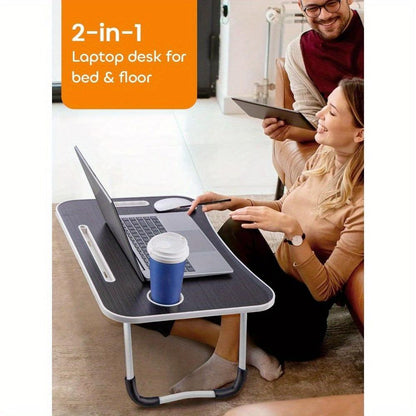 Laptop Bed Table 60 x 40 x 28cm Laptop Table Stand with Foldable Legs& Cup Slot Notebook Stand Computer laptop tray for Sofa Bed - al-zeb-store