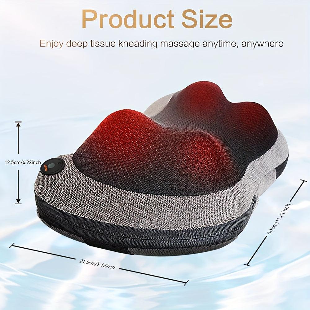 Electric Shiatsu Massage Pillow With Heat -Kneading For Back, Neck, Shoulders, Legs, And Foot - Relax For Home, Car, Office Use - Breathable And Comfortable Fabric Design - al-zeb-store