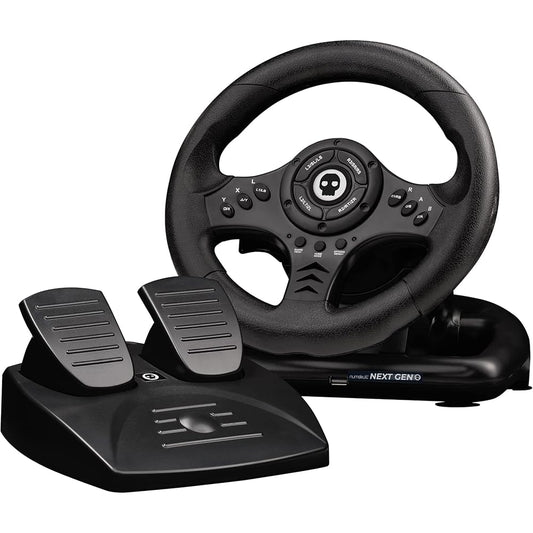 NEW Next-Gen Pro Racing Wheel with Pedals and Shifter - ible with Xbox Series X|S, Xbox One, PS4, Nintendo Switch and PC - Realistic Steering Wheel Controller Accessory