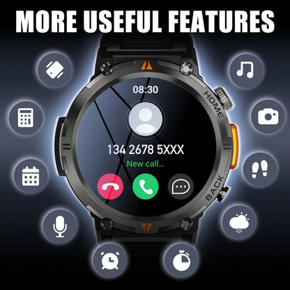 1pc INEYES KE3 Men'S Smartwatch, 3.68cm HD TFT Display, 300mAh Rechargeable Battery, USB Charging, 3ATM Water Resistant, Alloy Body, Silicone Strap, Call Function, Pedometer, LED Flashlight, Multiple Sports Modes, RTL8763EWE - al-zeb-store