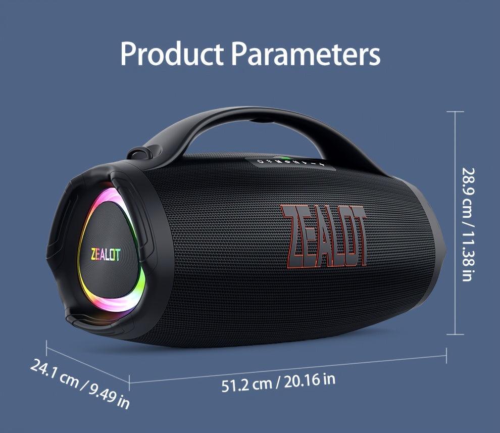 ZEALOT S98 160W Wireless Speakers, DSP Technology, Waterproof IPX 5, Outdoor Portable Subwoofer Speaker, Dual Pairing, Fast Charging, 36000mAh Battery, 60 Hours Playtime Loud Stereo. Charging Cable, Connect with Mobile Phone/ - al-zeb-store