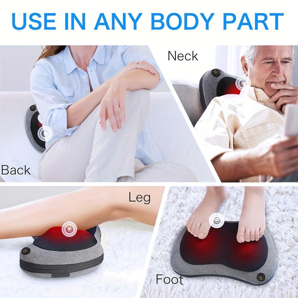 Electric Shiatsu Massage Pillow With Heat -Kneading For Back, Neck, Shoulders, Legs, And Foot - Relax For Home, Car, Office Use - Breathable And Comfortable Fabric Design - al-zeb-store