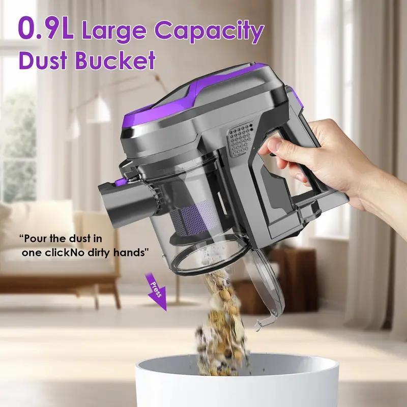 30Kpa/350W/55Min Cordless Vacuum Cleaner, 4*HEPA Stick Vacuum with 5-layer Filtration System, Vacuum Cleaner Cordless Powerful with Anti-Tangle Brush for Hardwood Floor/Carpet/Pet Hair， Perfect for Men's, Women's, Dad's, Mo - al-zeb-store