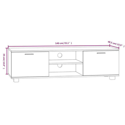 Stylish Black Engineered Wood TV Stand and Media Console - 140x40. 5x35 cm Entertainment Center with Ample Storage Cabinet and Cable Management Solutions for a Modern Living Room - al-zeb-store