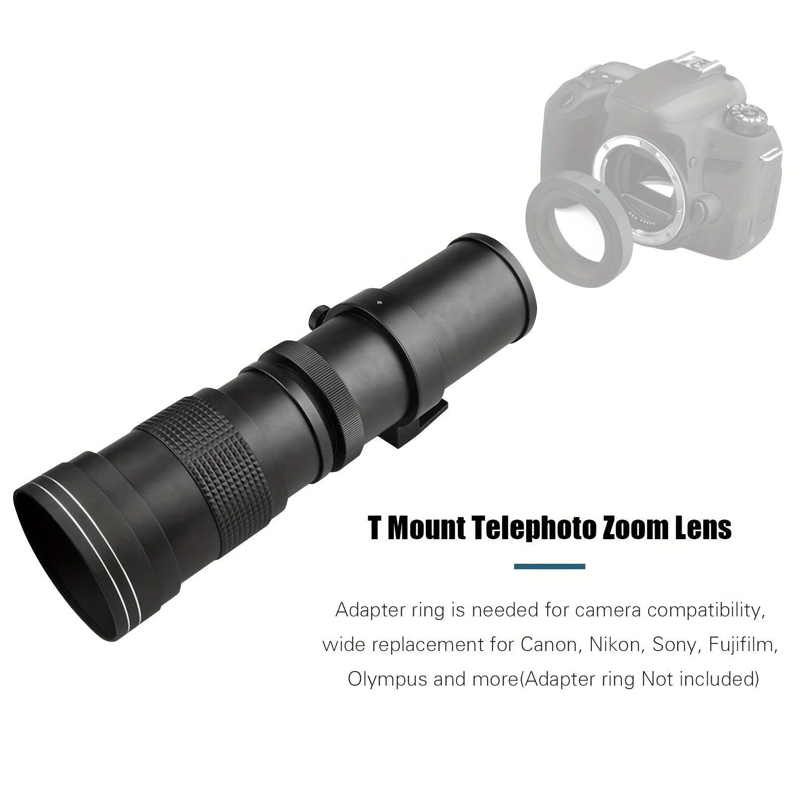 Camera MF Super Telephoto Zoom Lens F/8.3-16 420-800mm T Mount With Universal 1/4 Thread Replacement For Canon Nikon Sony Fujifilm Olympus Cameras - al-zeb-store