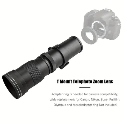 Camera MF Super Telephoto Zoom Lens F/8.3-16 420-800mm T Mount With Universal 1/4 Thread Replacement For Canon Nikon Sony Fujifilm Olympus Cameras - al-zeb-store