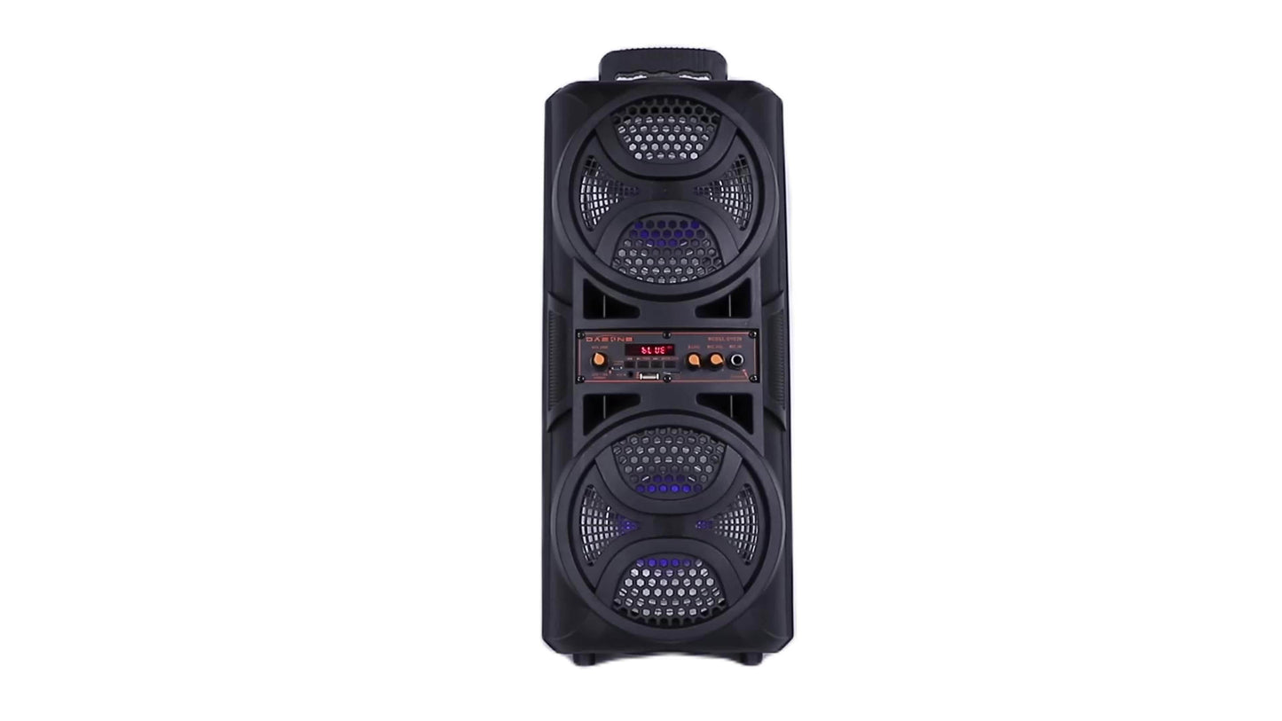 Portable Wireless PA Speaker, Dual 16.51cm High Quality Subwoofer System, Supports AUX USB FM Wired Microphone Audio Input, Built-in Rechargeable Battery Speaker with LED Light, Wired Microphone and Remote Control - al-zeb-store