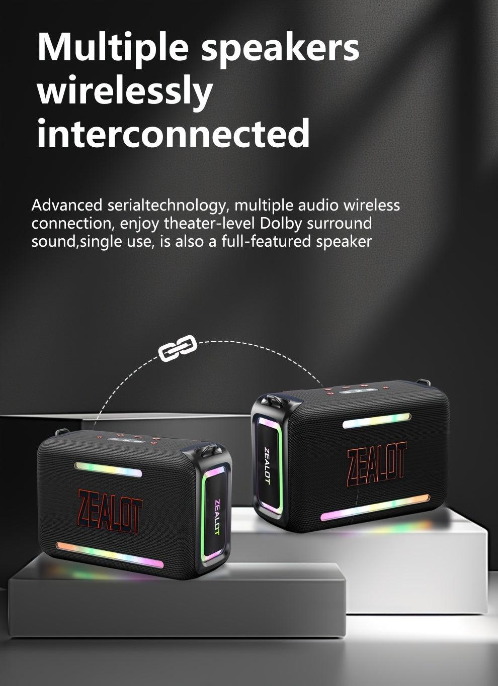 1pc ZEALOT S95 Portable Wireless Speaker, 120W Stereo Sound, 24000mAh Battery, 36H Playtime, IPX-5 Waterproof, Dual Pairing, HiFi Quality, 4 Speaker System, USB Rechargeable, for Home, Car, Outdoor, with App Control & Bass En - al-zeb-store