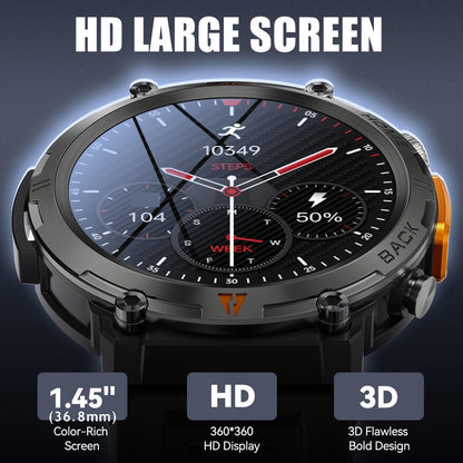 1pc INEYES KE3 Men'S Smartwatch, 3.68cm HD TFT Display, 300mAh Rechargeable Battery, USB Charging, 3ATM Water Resistant, Alloy Body, Silicone Strap, Call Function, Pedometer, LED Flashlight, Multiple Sports Modes, RTL8763EWE - al-zeb-store