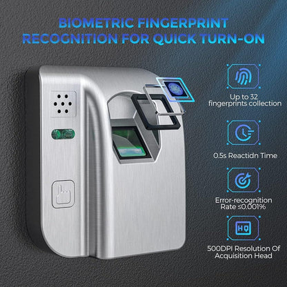 NEW 16.06L Fingerprint Security Cabinet Safe Box Electronic Personal Home Safe with Biometric Safety Fingerprint Key Lock for Office Hl Jewelry Gun Safe Storage (25x35x25 cm) - al-zeb-store