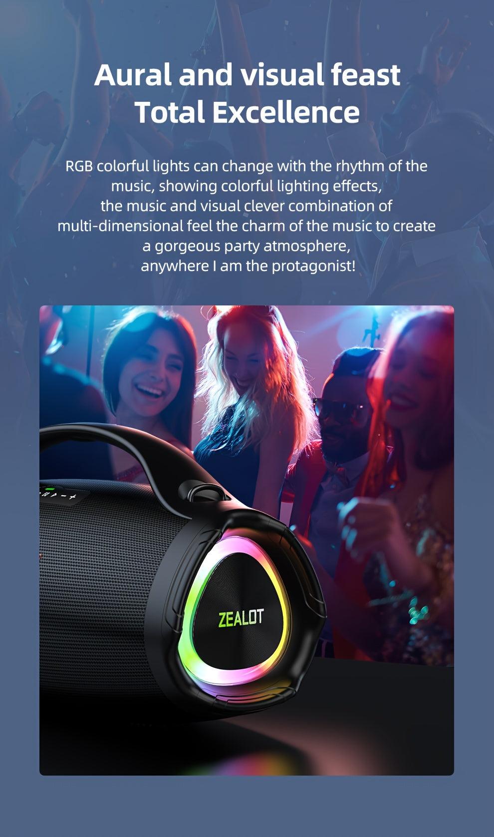 ZEALOT S98 160W High-Power Wireless Speaker with Stunning Subwoofer, 36000mAh Power Bank Function, 3EQ Modes for Unique Sound Experience, RGB Colorful Lighting, TF Card & AUX Playback, TWS Pairing, Ideal for Home Theater, Lar - al-zeb-store