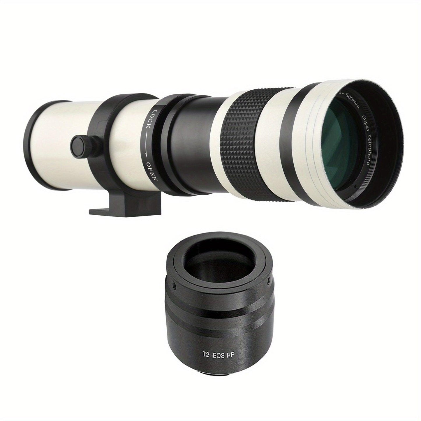 Camera MF Super Telephoto Zoom Lens F/8.3-16 420-800mm T2 Mount with RF-mount Adapter Ring 1/4 Thread Replacement for Canon EOS R/R3/R5/R5C/R6/RP RF-Mount Cameras - al-zeb-store