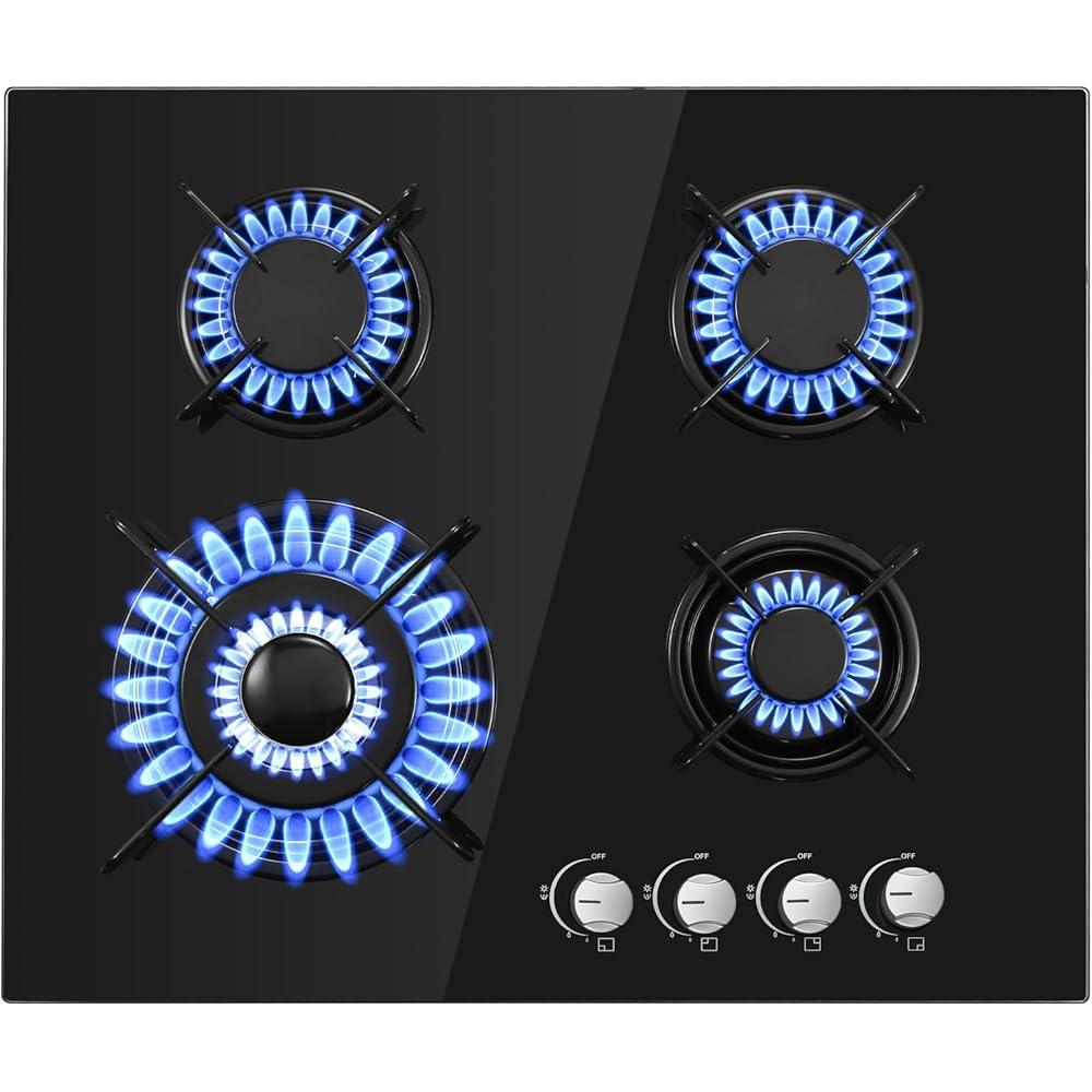 NEW Gas Hob 2 burners, 30cm Built in 2 Burners Gas on Glass Hob, NG/LPG Gas Hob Convertible, Gas Cooktop with Flame Out Protection, Iron Supports, 5200W - al-zeb-store