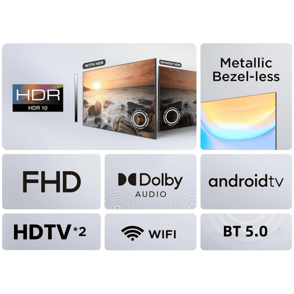 TCL 43S5400AK 43-inch Television, HDR, FHD, Smart TV Powered by Android TV, Bezeless design (Kids Mode, Dolby Audio, compatible with Google assistant) TV for Home/camping/caravan/motorhomes/campervan, 43S5400AK