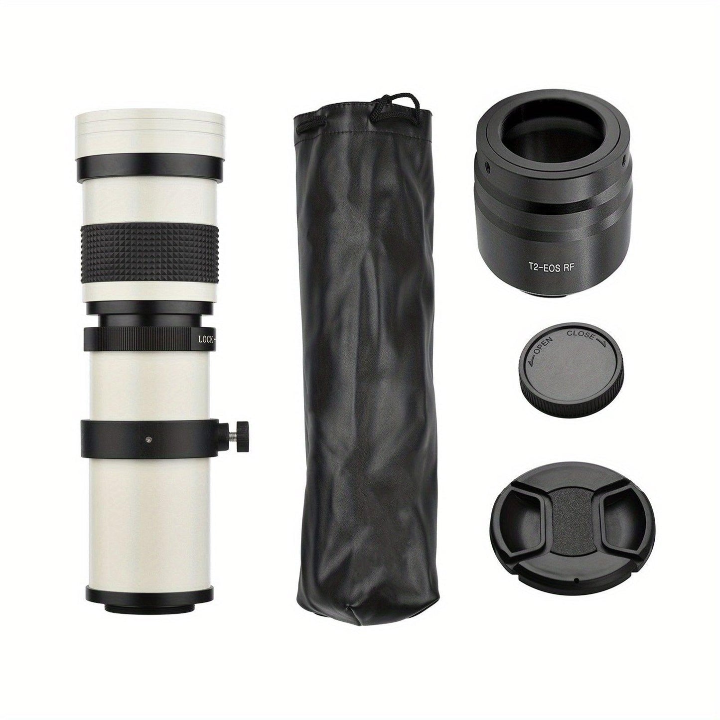 Camera MF Super Telephoto Zoom Lens F/8.3-16 420-800mm T2 Mount with RF-mount Adapter Ring 1/4 Thread Replacement for Canon EOS R/R3/R5/R5C/R6/RP RF-Mount Cameras - al-zeb-store