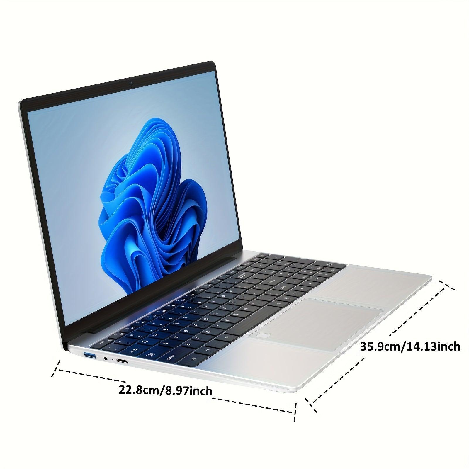 [1 Laptop 39.62cm Intel N95 FHD IPS] Auusda 39.62cm Laptop, Intel N95, 16GB DDR4, 512GB SSD, FHD IPS Display, Fingerprint Reader, HD Webcam, Mini HDTV, with USB 3.0, Wi-Fi 802.11B/G/N, 8000Mah Battery, for Students, 110V/220V - al-zeb-store