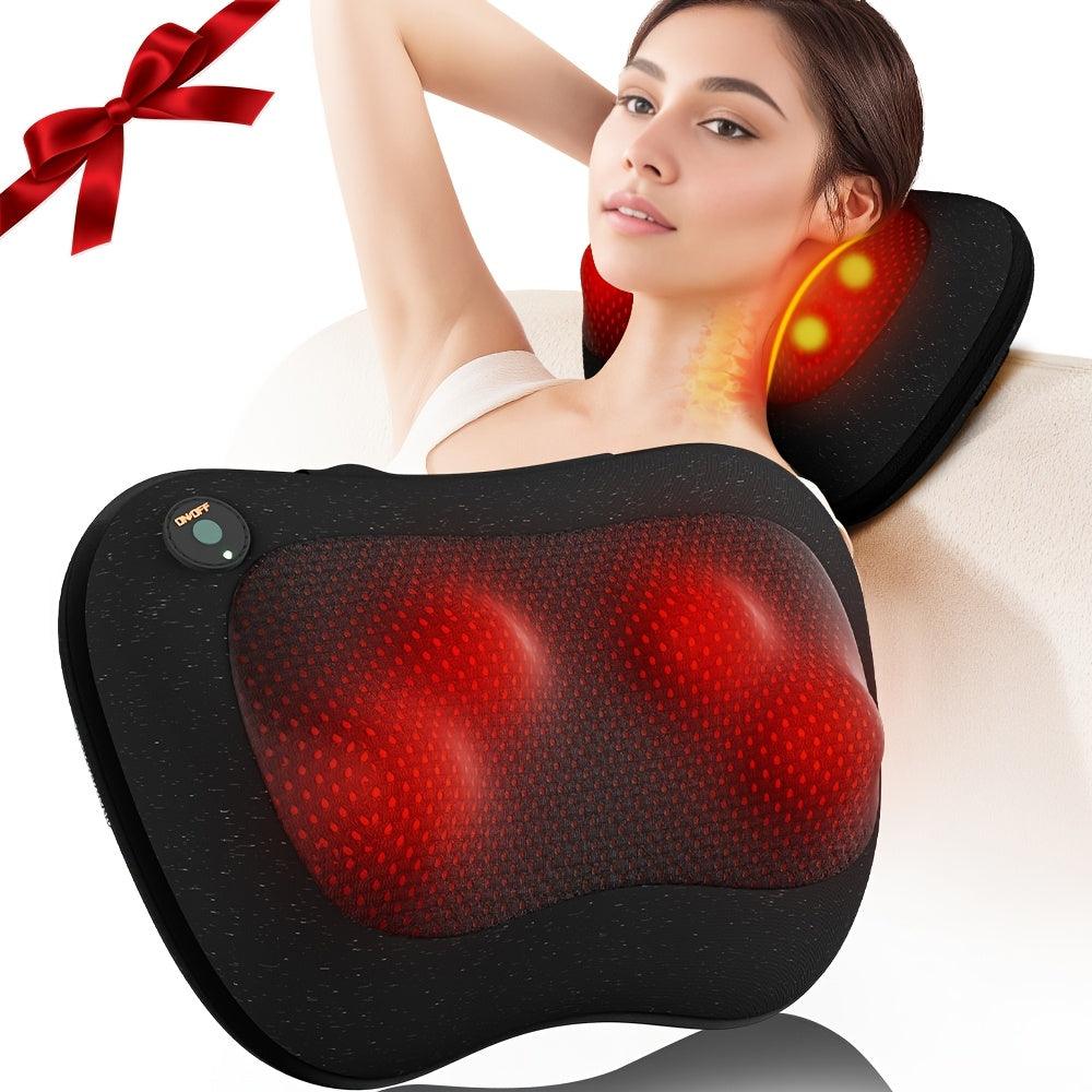 HOMEMASSA Ergonomic Heated Back and Neck Massager with Shiatsu Kneading, USB Rechargeable - Scent-Free, Polyester, Ideal for Full Body Relief, Perfect Christmas Gift for Men & Women, Back Massager - al-zeb-store