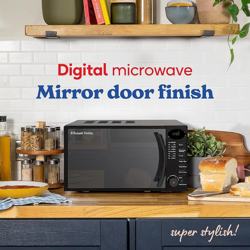 NEW RHM1714B 17 Litre 700 W Black Digital Solo Microwave with 5 Power Levels, Digital Clock and Timer, 8 Auto Cook Menus, Automatic Defrost, Easy Clean - al-zeb-store