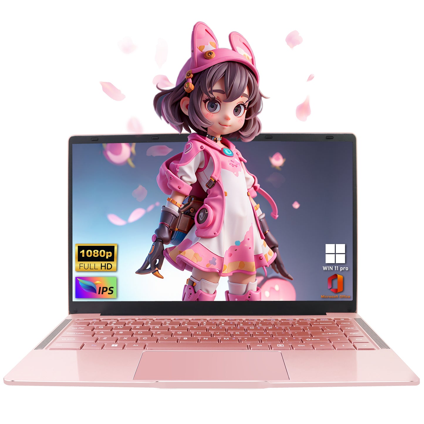 14" Rose Gold Laptop Windows 11&Office 2019/ Celeron J4125/ FHD IPS Display/8GB DDR4/ 128GB SSD/ Ultra-Thin Notebook/ USB3.0/ BT/ Perfect For Study/ Work - al-zeb-store