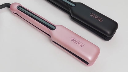 ANGENIL Professional Ceramic Hair Straightener & Curler - Pink, 4.06cm Wide Plate, Argan Oil Infused, Heat Adjustable Flat Iron with UK Plug, Includes Styling Clips, Gloves & Storage Case - Ideal for All Hair Types - al-zeb-store