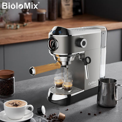 BioloMix 20 Bar Semi Automatic Powder Coffee Machine, with Milk Steam Frother Wand, for Espresso, Cappuccino, Latte and Mocha - al-zeb-store