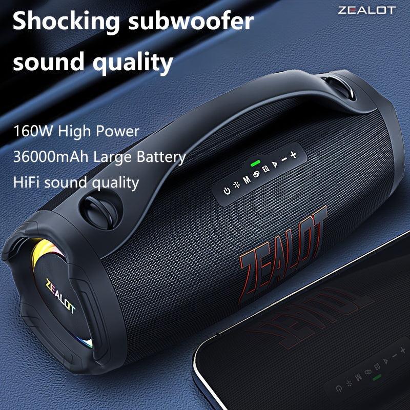 ZEALOT S98 160W Wireless Speakers, DSP Technology, Waterproof IPX 5, Outdoor Portable Subwoofer Speaker, Dual Pairing, Fast Charging, 36000mAh Battery, 60 Hours Playtime Loud Stereo. Charging Cable, Connect with Mobile Phone/ - al-zeb-store