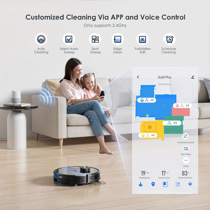 Lubluelu SL60Plus Robot Vacuum with Self-Charging Dock, Hands-Free Operation up to 60 Days, 4000pa Suction, WiFi & Smart App Control, Includes Mop Combo for Efficient Pet Hair & Hard Floor Cleaning, Features Y-Shaped Mopping, - al-zeb-store