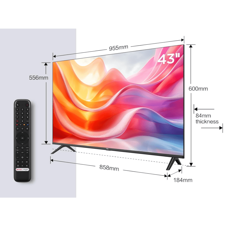 TCL 43S5400AK 43-inch Television, HDR, FHD, Smart TV Powered by Android TV, Bezeless design (Kids Mode, Dolby Audio, compatible with Google assistant) TV for Home/camping/caravan/motorhomes/campervan, 43S5400AK
