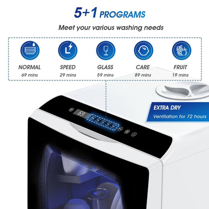 Table Top Dishwasher 6 Programs Mini Dishwasher With Touch Control, Auto-drying, Baby Care & Fruit Wash, Perfect For Small Families, Couples [Energy Class F] - al-zeb-store