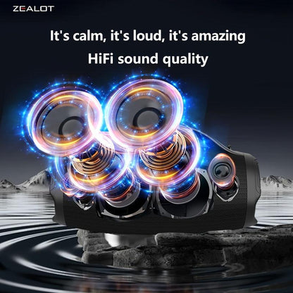 ZEALOT S98 160W Wireless Speakers, DSP Technology, Waterproof IPX 5, Outdoor Portable Subwoofer Speaker, Dual Pairing, Fast Charging, 36000mAh Battery, 60 Hours Playtime Loud Stereo. Charging Cable, Connect with Mobile Phone/ - al-zeb-store