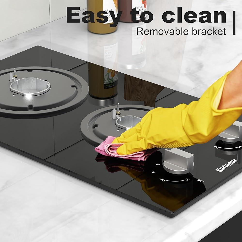 NEW Plug in 2 Zone Gas Hob with Crystal Glass Cooktop, 3500W Knob Control, NG Original Nozzle, come with LPG Replace - al-zeb-store