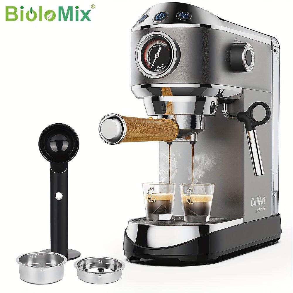 BioloMix 20 Bar Semi Automatic Powder Coffee Machine, with Milk Steam Frother Wand, for Espresso, Cappuccino, Latte and Mocha - al-zeb-store