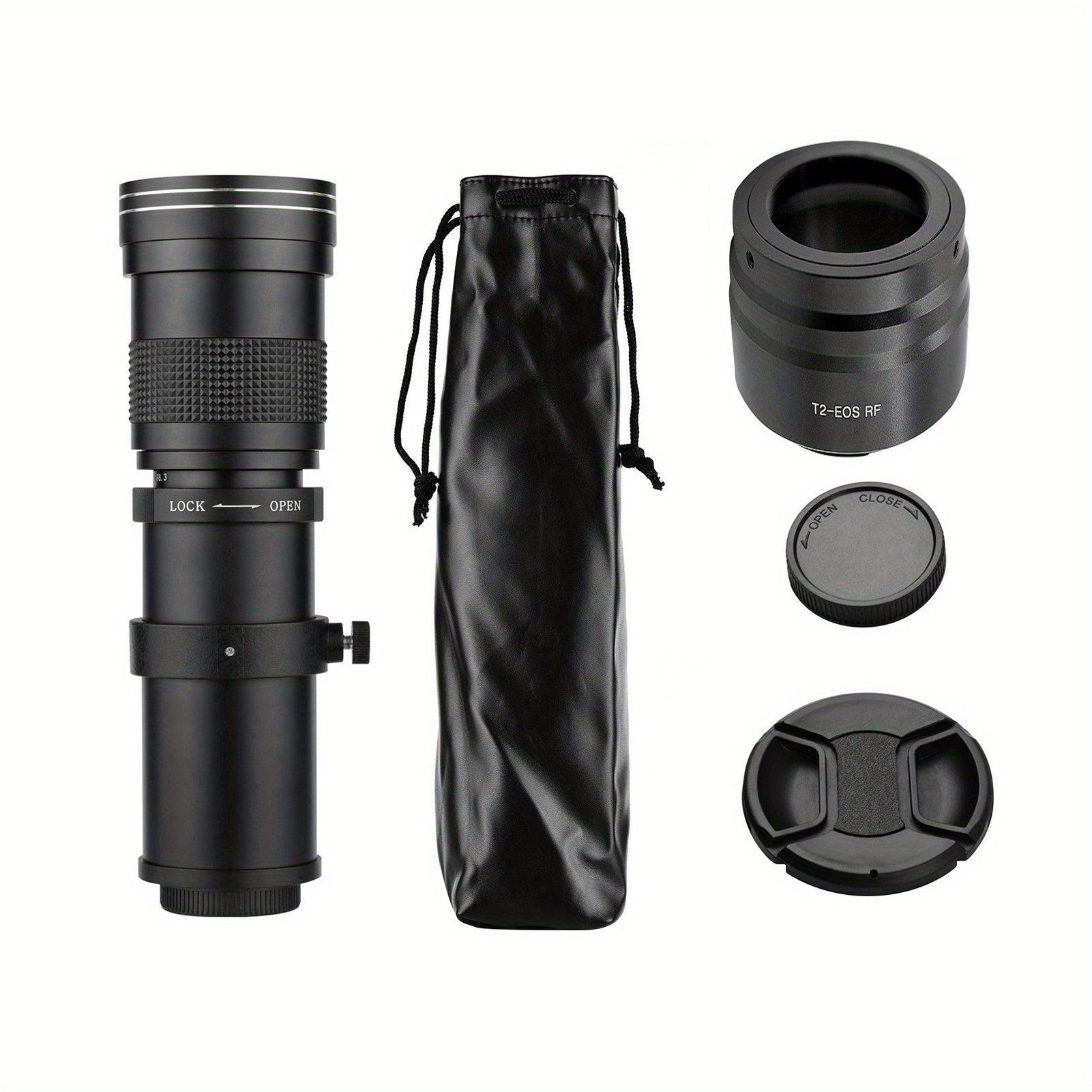 Camera MF Super Telephoto Zoom Lens F/8.3-16 420-800mm T2 Mount with RF-mount Adapter Ring 1/4 Thread Replacement for Canon EOS R/R3/R5/R5C/R6/RP RF-Mount Cameras - al-zeb-store